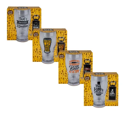 Dad Beer Glass And Bottle Opener Set