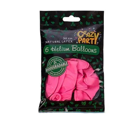 Biodegradable Pink Balloons, 6-Pack