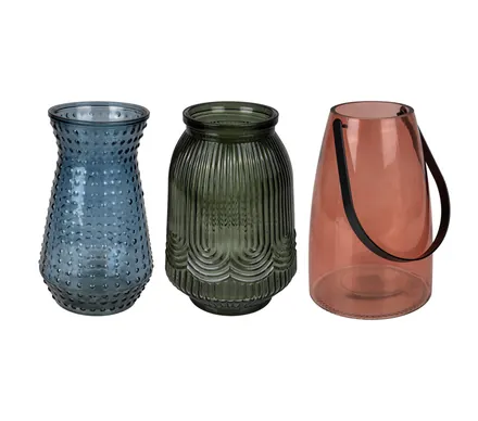 Glass Vase, Assorted Colours, 25cm