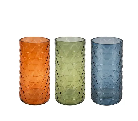 Glass Vase, Triangle Pattern, 22cm