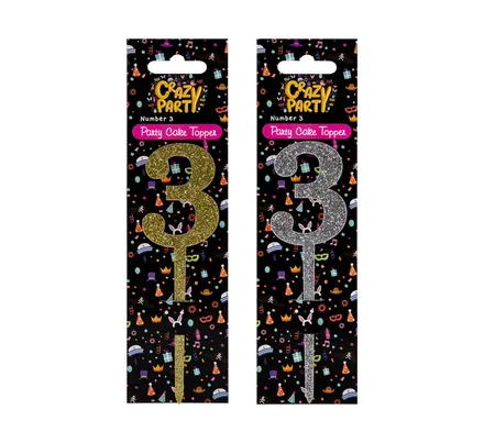 Cake Topper,Birthday Number 3, 1-Piece