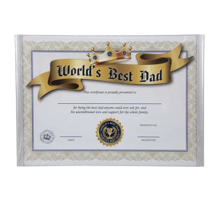 Dad Certificate In Picture Frame, A4