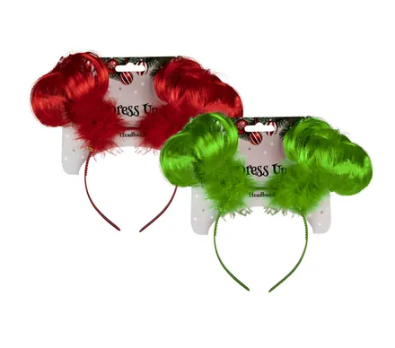 Green And Red Headband With Hair