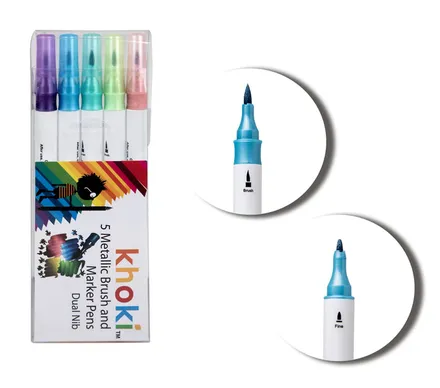 Dual Tip Metallic Brush & Fine Pen