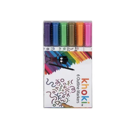 Glitter Outline Markers, 6-Piece