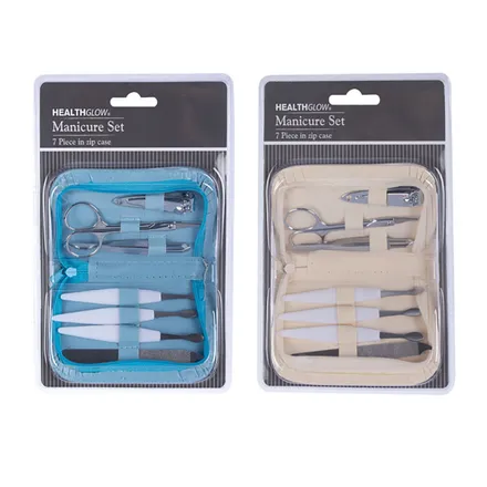 Manicure Set In Leather Zip Bag, 7-Piece