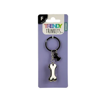 Dog Bone Silver Metal Key Chain 9cm