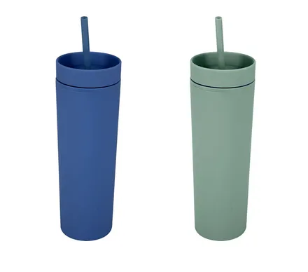 Tumbler With Straw, Double Wall, 473ml