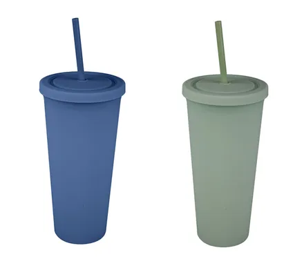 Tumbler With Straw, Double Wall, 650ml