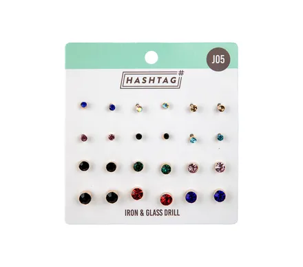 Earrings 12-Piece,3 Assorted Sizes