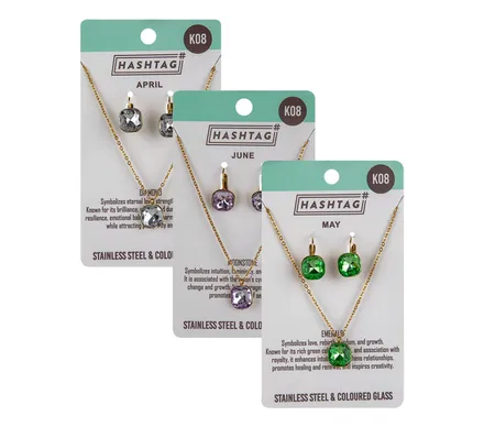 Birthstone Earring And Neckwear Set