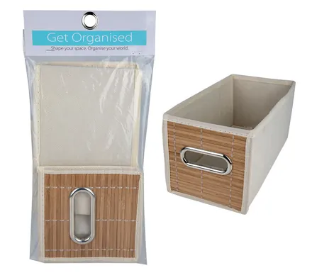 Storage Box With Bamboo Front, Non Woven