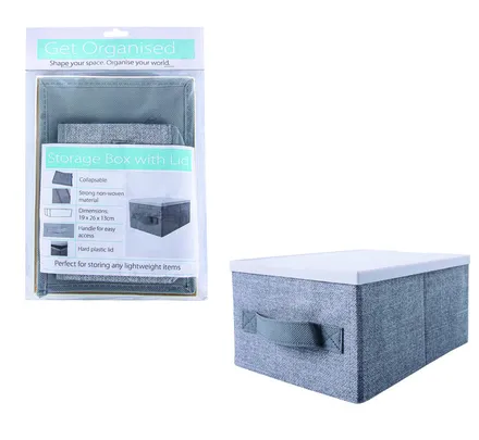 Storage Box With Lid, 19 X 26 X 13cm