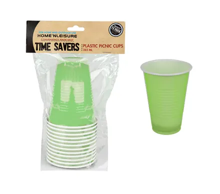 Plastic Picnic Cups, 265ml, 12-Piece