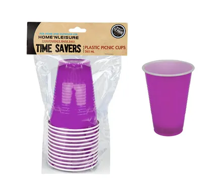 Plastic Picnic Cups, 265ml, 12-Piece