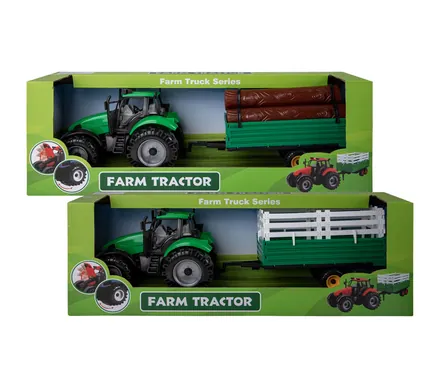 Friction Farm Tractor With Trailer 42cm