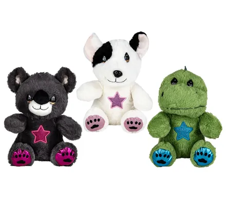 Stuufed Animal With Glitter Eyes & Feet