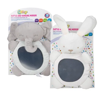 Baby Stuffed Rattle Animal Mirror Toy