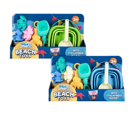 Collapsable Beach Bucket Set, 7-Piece