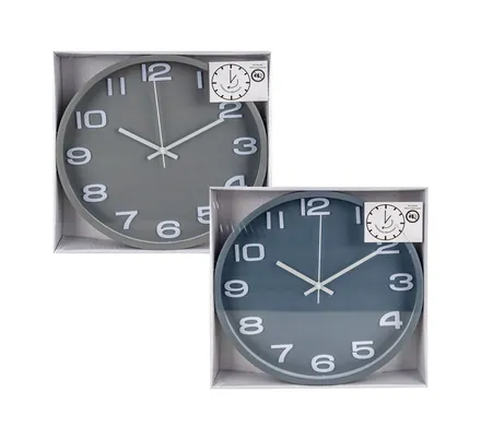 Plastic Round Wall Clock, 30cm Black