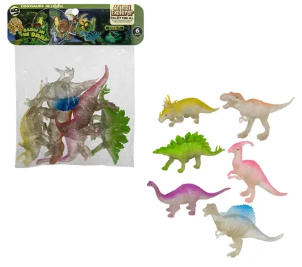 Glow In The Dark Dinosaur, 6-Piece