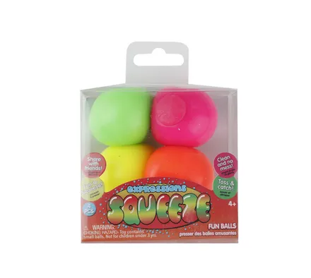 Mini Neon Stress Balls, 4-Piece